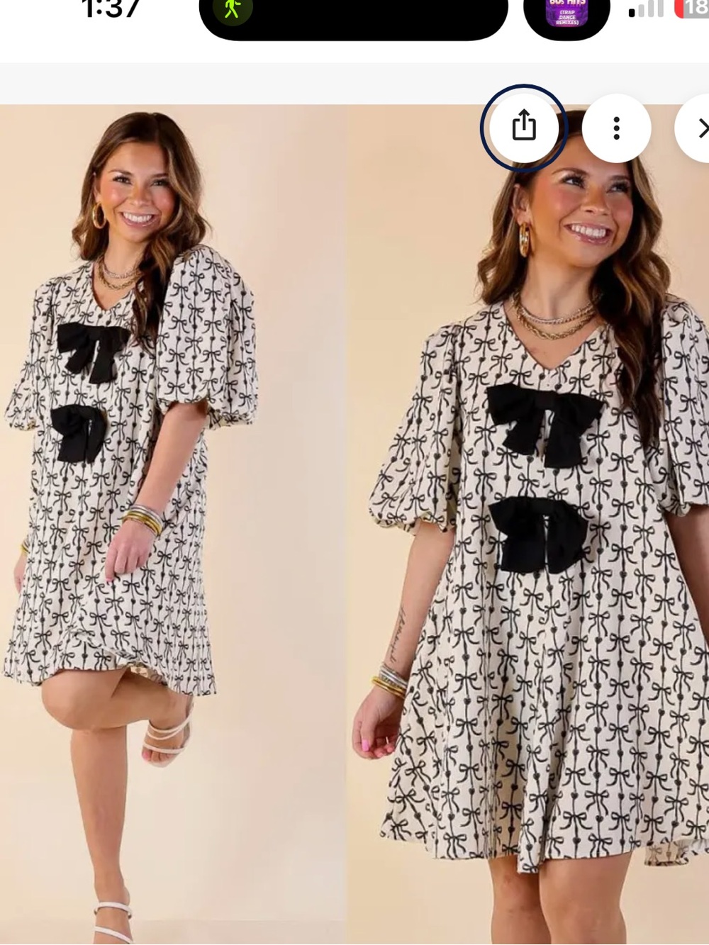 Simply Southern Cream Dress with Black Bow Print and Bows